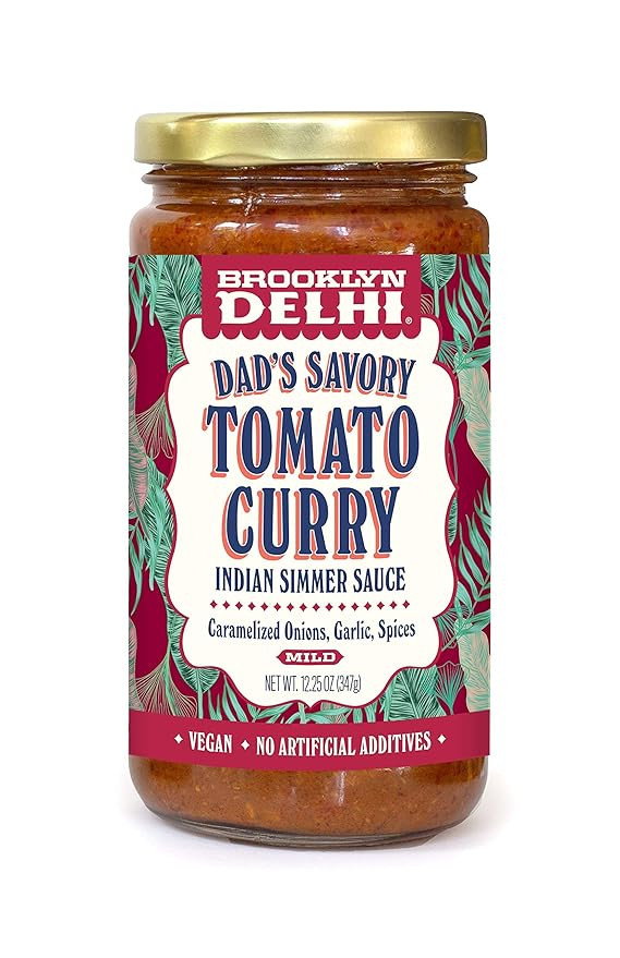 Brooklyn Delhi Dads Savory Tomato Curry Indian Simmer Sauce, Tangy Tomatoes, Caramelized Onions &... | Amazon (US)