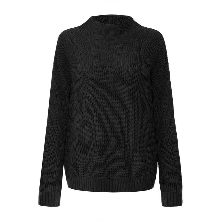 Lanhui Womens Solid Long Sleeve Sweater Loose Turtleneck knitting Sweater Sweaters for Women - Wa... | Walmart (US)
