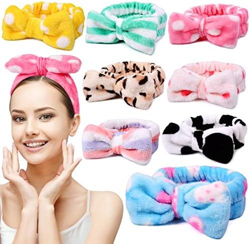 8 Pack Spa Headband for Women, Facial Makeup Headband Soft Coral Fleece Cosmetic Headband for Wom... | Amazon (US)