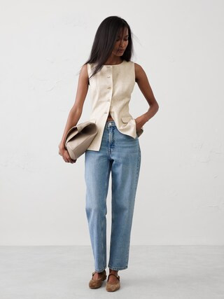 Linen-Blend Long Cutaway Vest | Banana Republic Factory