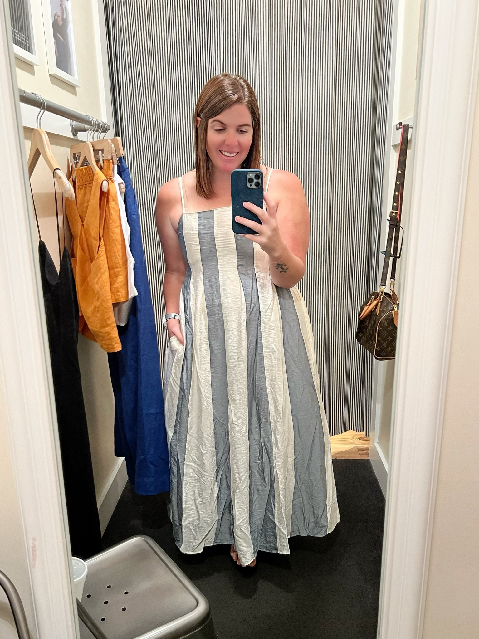 madewell pleated midi dress in stripe Pleated Midi Dress
