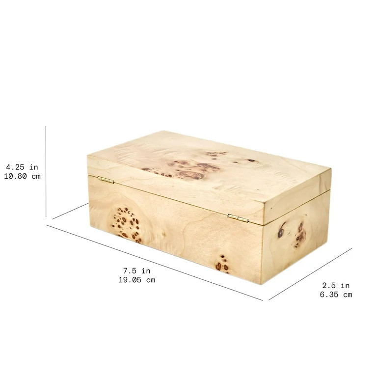 Beautiful by Drew Burl Wood Tabletop Storage Box, Decorative Jewelry Organizer with Lid, Natural ... | Walmart (US)