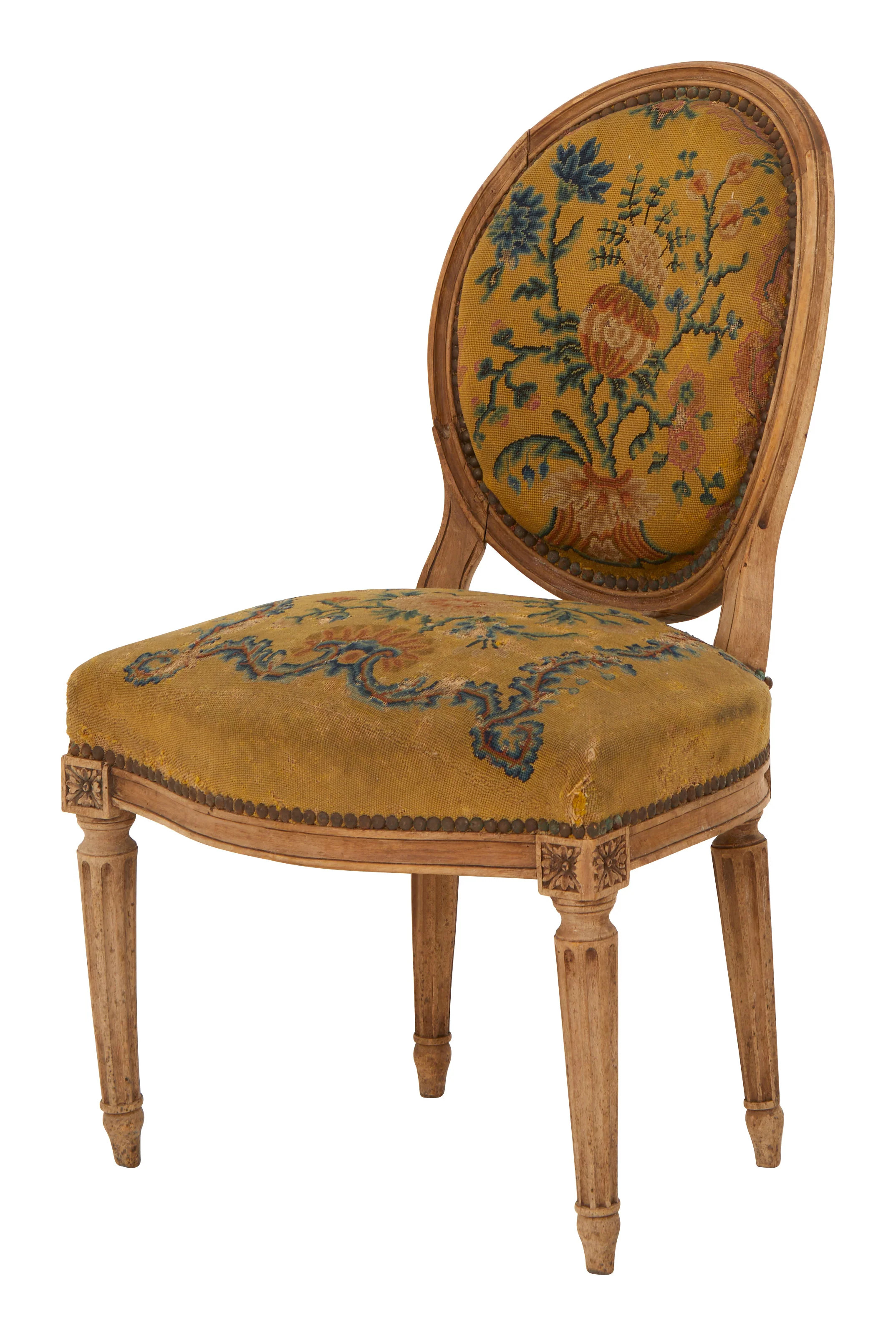 Antique Needlepoint Oval Back Chair | Jayson Home