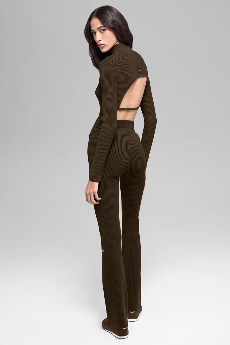 Denim Knit Backless Long Sleeve - Espresso/Black | Alo Yoga (US)