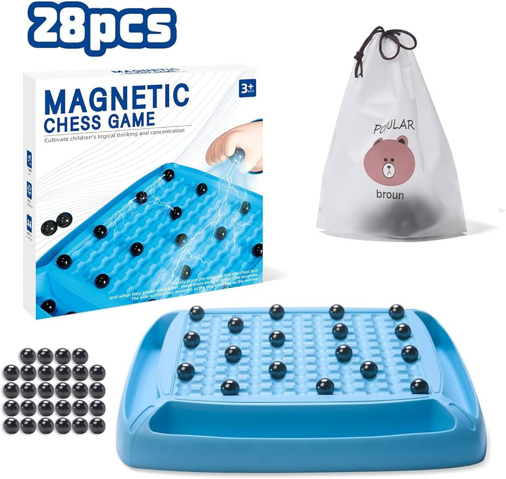Magnetic Chess Game for Kids and Adults,Fun Family Magnet Chess Game with 28pcs Stones Magnetic C... | Amazon (US)