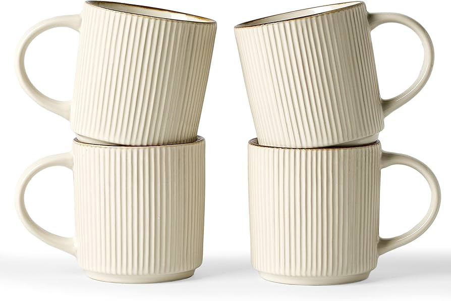 famiware Coffee Mug Set for 4, Star 12 oz Catering Mugs Cup Set with Handle for Coffee, Tea, Coco... | Amazon (US)