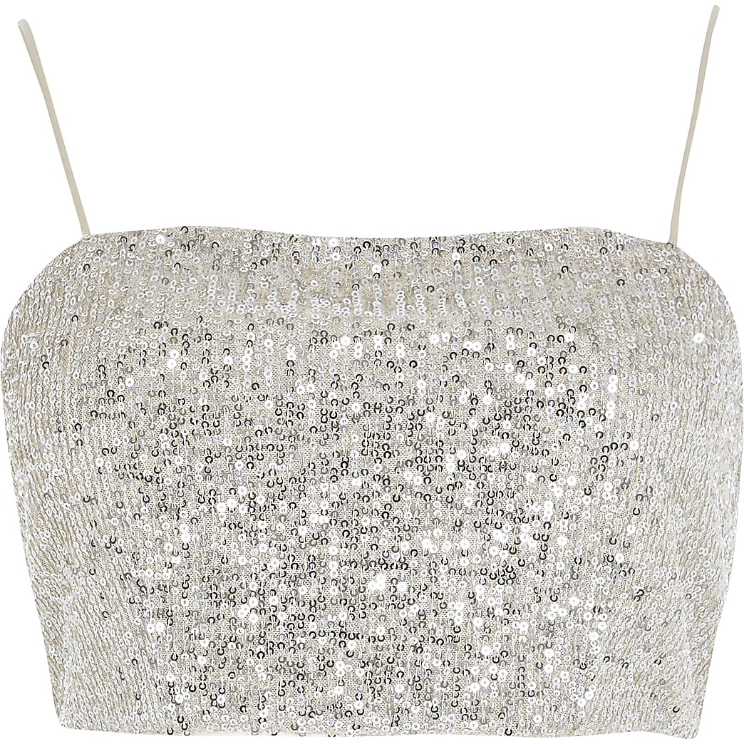 Silver sequin bralet top | River Island (UK & IE)