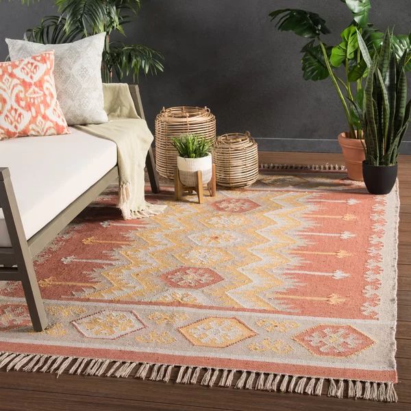 Hollain Handmade Orange/Beige Indoor/Outdoor Area Rug | Wayfair North America