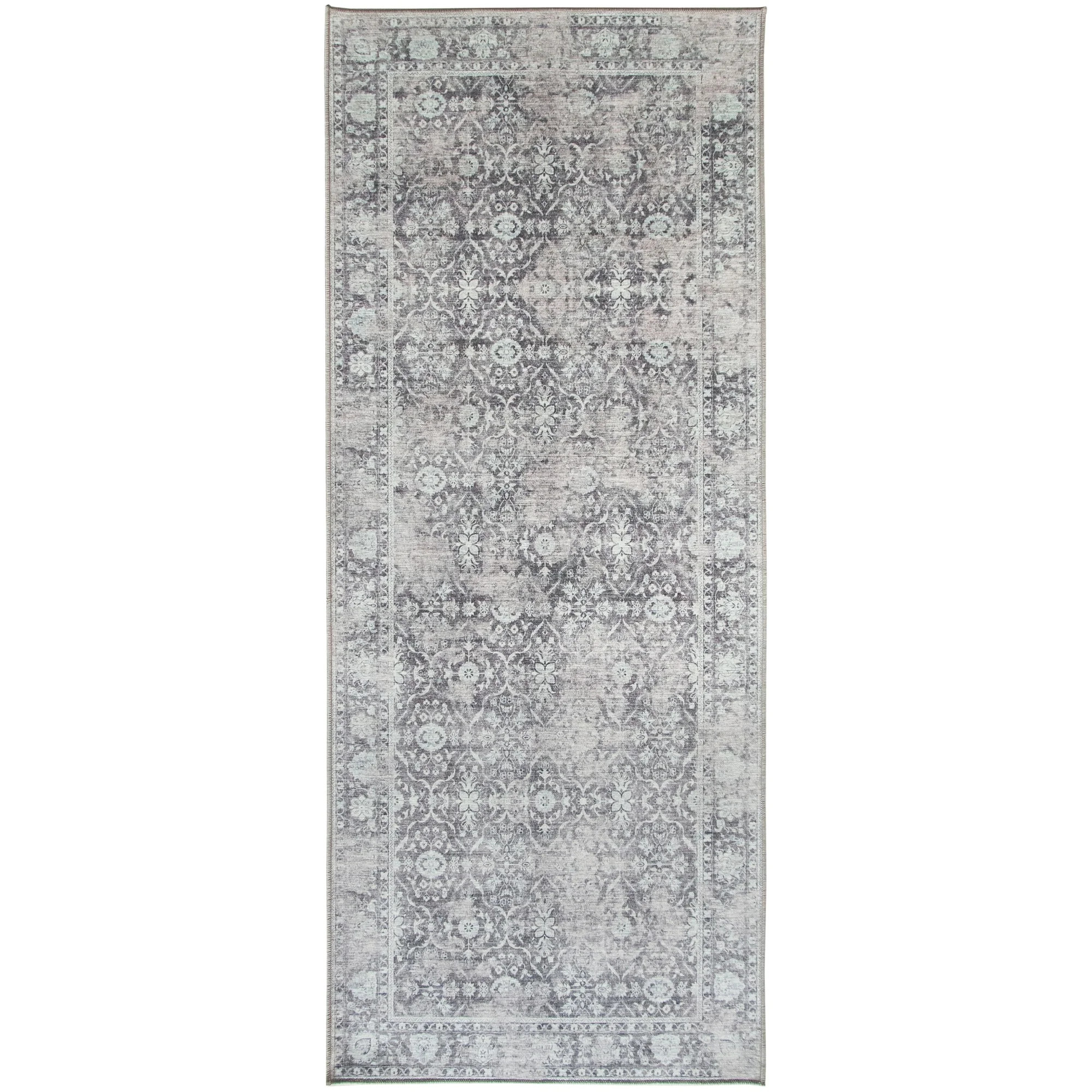 Realife RugsReaLife Rugs Machine Washable Printed Vintage Distressed Trellis Gray-Turquoise Eco-f... | Walmart (US)