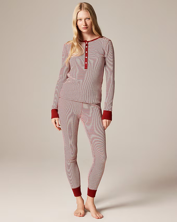 Waffle-knit pajama set in stripe | J. Crew US