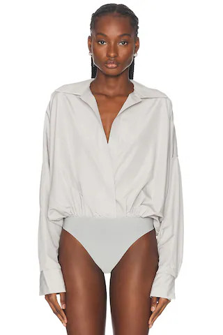 Super Oversized Boyfriend Shirt Bodysuit | FWRD 
