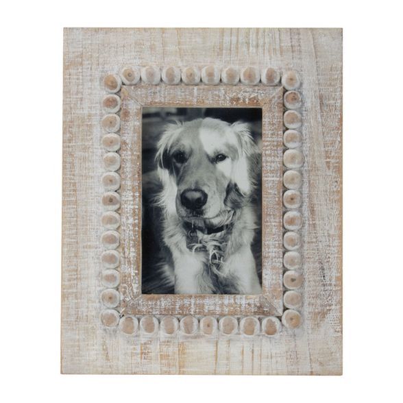 Antique White 4 x 6 inch Wood Bead Decorative Wood Picture Frame - Foreside Home & Garden | Target
