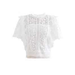 Lush Leaves Crochet Top in White | Chicwish