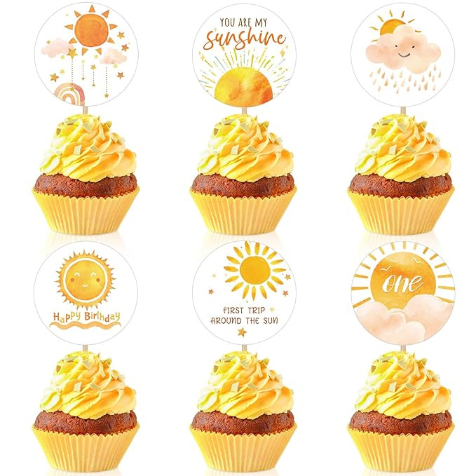 48 Pcs Cake Topper for Baby 1st Birthday, First Trip Around the Sun Birthday Decoration Boho One ... | Amazon (US)