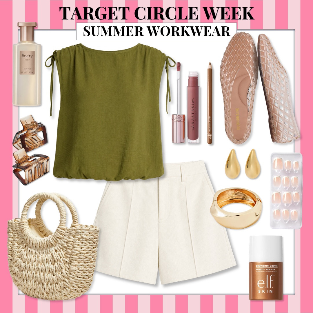 These Target Circle Week finds make getting dressed for work so easy this summer. Lightweight separates, comfortable flats, elevated accessories, beauty favorites, and everyday essentials come together for polished outfits that work from the office to after work plans.

Summer workwear, Office outfit, Business casual, Linen shorts, Work blouse, Comfortable flats, Gold jewelry, Beauty favorites, Target style, Capsule wardrobe, Target Circle Week, Summer fashion, audriedollins

#LTKWorkwear #LTKOver40 #LTKSaleAlert