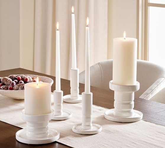 Cecille Ceramic Candle Holders | Pottery Barn (US)