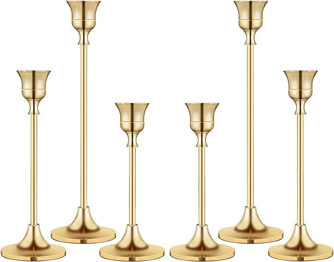 Candlestick Holders,Taper Candle Holder for Candlesticks Gold Brass Vintage Candle Stick Candle H... | Amazon (US)