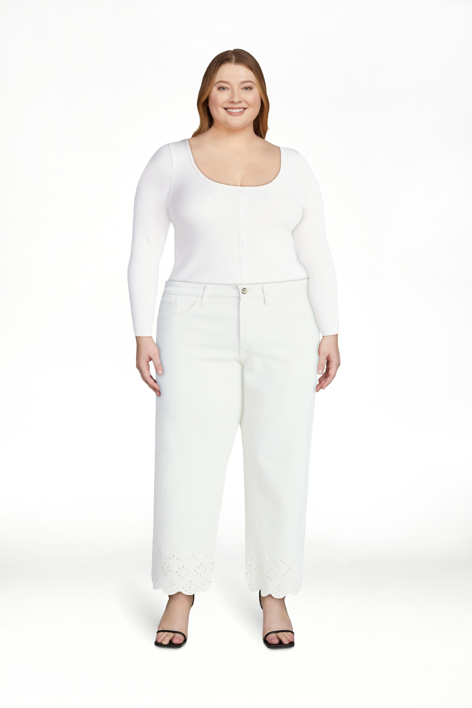 Free Assembly Women's and Women's Plus Embroidered Eyelet Cropped Jeans, 28" Inseam, Sizes 0-26 P... | Walmart (US)