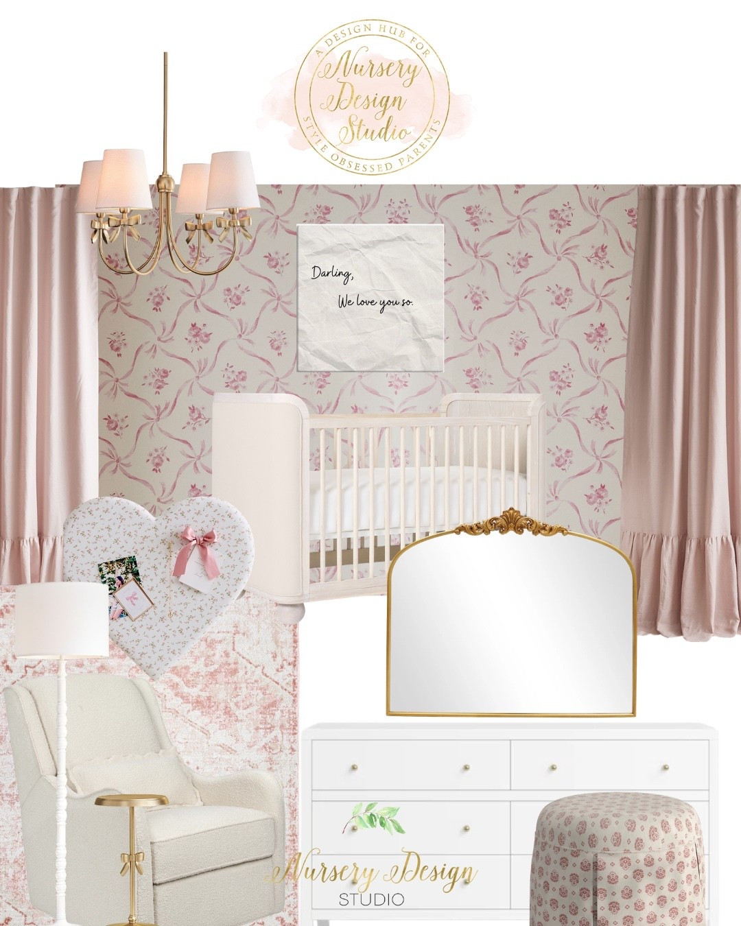 Bows, scallops, ruffles…girls nursery that’s sweet, sophisticated, and full of charm 💗🎀