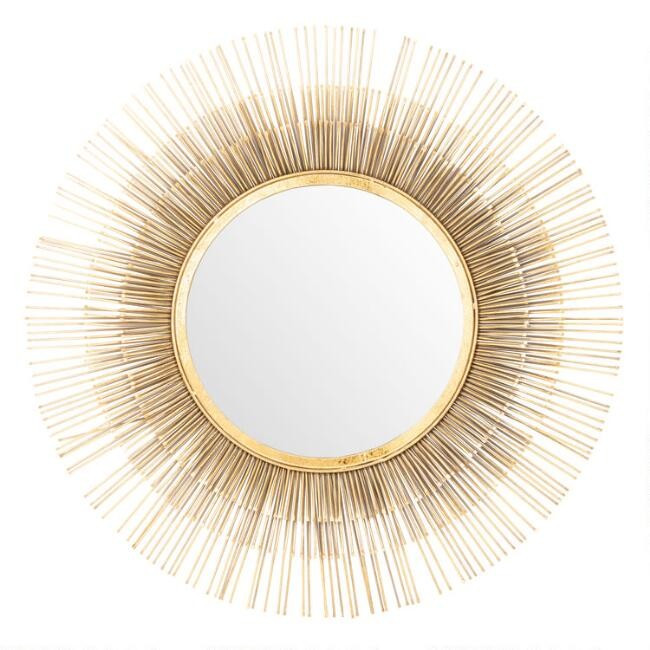 Round Gold Sunburst Spoke Wall Mirror | World Market