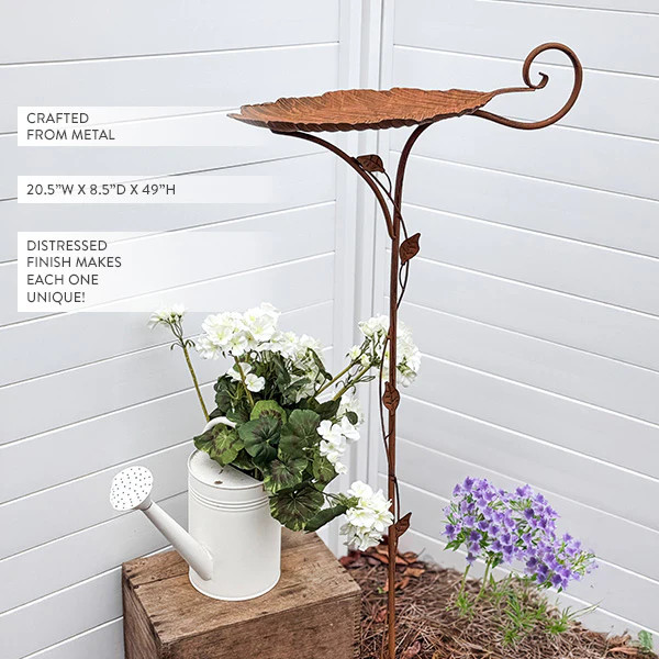 Intricate Metal Leaf Bird Bath - Decor Steals | Decor Steals