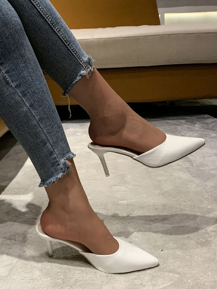 Zapatos de tacón de aguja, zapatos de tacón alto para mujer con patrón de cocodrilo elegante y... | SHEIN