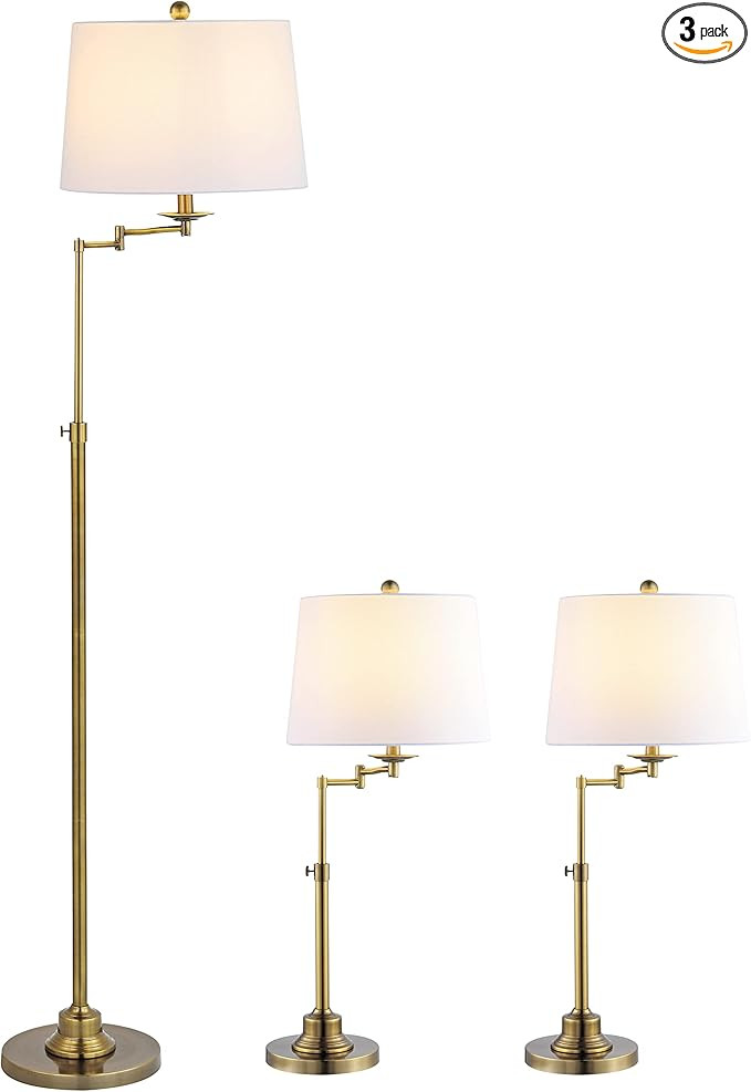 SAFAVIEH Lighting Collection Nadia Contemporary Gold Swing Arm Floor & Table Lamp Set of 3 (LED B... | Amazon (US)