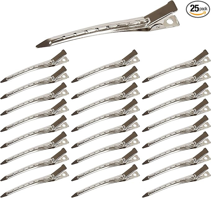 Beayuer 25 Pieces Duck Bill Hair Clips, 3.5 Inch Rustproof Metal Alligator Curl Clips with Holes ... | Amazon (UK)