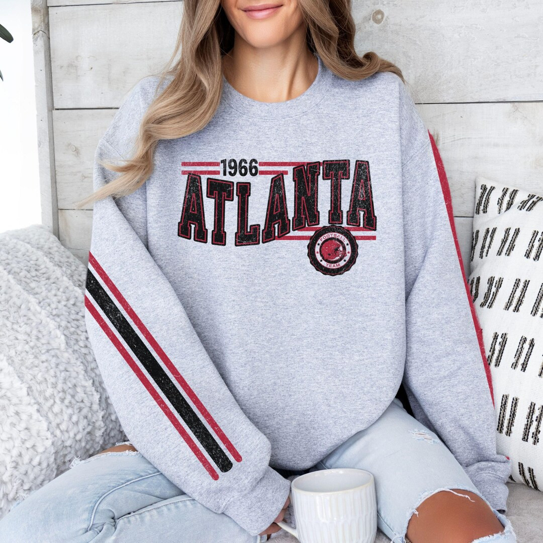 Atlanta Football Retro Crewneck Sweatshirt, Falcon Retro Stripe Sleeve Sweatshirt, ATL Falcon Uni... | Etsy (US)