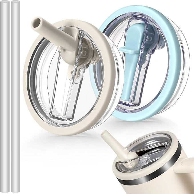 40oz Flip Straw Leak Proof Lid for Stanley H2.0 Quencher Protour Tumbler, 2 Pack Spill Proof Lid ... | Amazon (US)