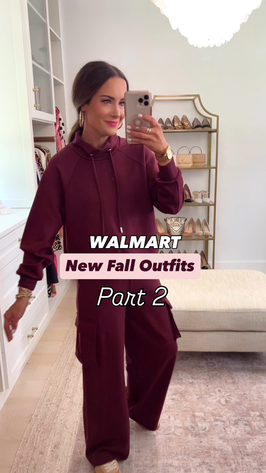 Loving these new fall finds!! Size down to a 0 in the Scoop wide leg jeans in the two colors. Also size up to a M in the wine colored T-shirt for a relaxed fit. 