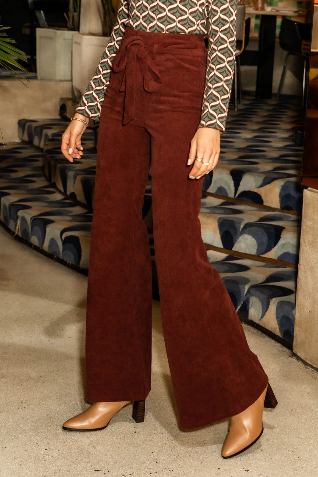 Midge Flare Pants in Wine - böhme | Bohme