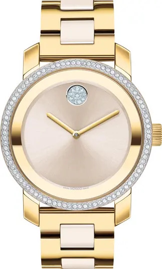 Movado Bold Iconic Crystal Bracelet Strap Watch, 36.3mm | Nordstromrack | Nordstrom Rack