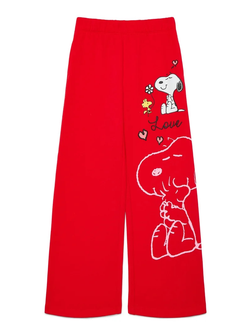 Snoopy Girls Valentine's Day Fleece Pants, Sizes 4-16 | Walmart (US)