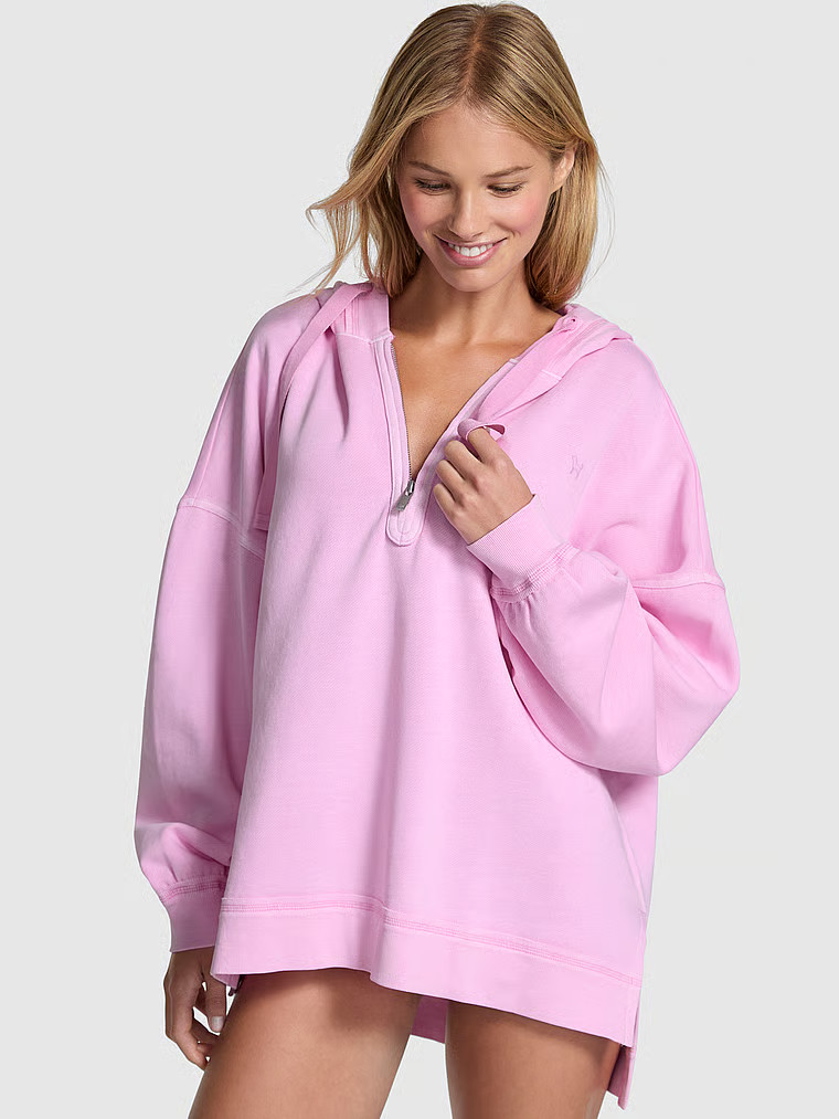 Buy Ivy Fleece Tunic Hoodie, Bright Vermillion - Order Hoodies & Sweatshirts online - Victoria's ... | Victoria's Secret (US / CA )