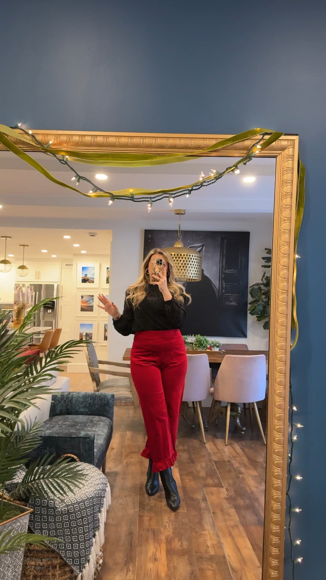 red velvet ruffle bottom pants, true to size, they run smaller than the other colette pants. Holiday outfits I swear by in my late 30s. holiday outfits womens, christmas outfit women, holiday party outfit, christmas party outfit 

 

#LTKHoliday #LTKootd #LTKMidsize