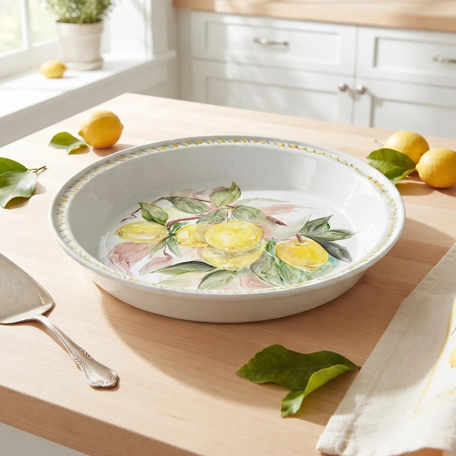 Hand Painted Ceramic Lemon Serving Bowl White Citrus Fruit Platter 11 inch | Etsy (Global)
