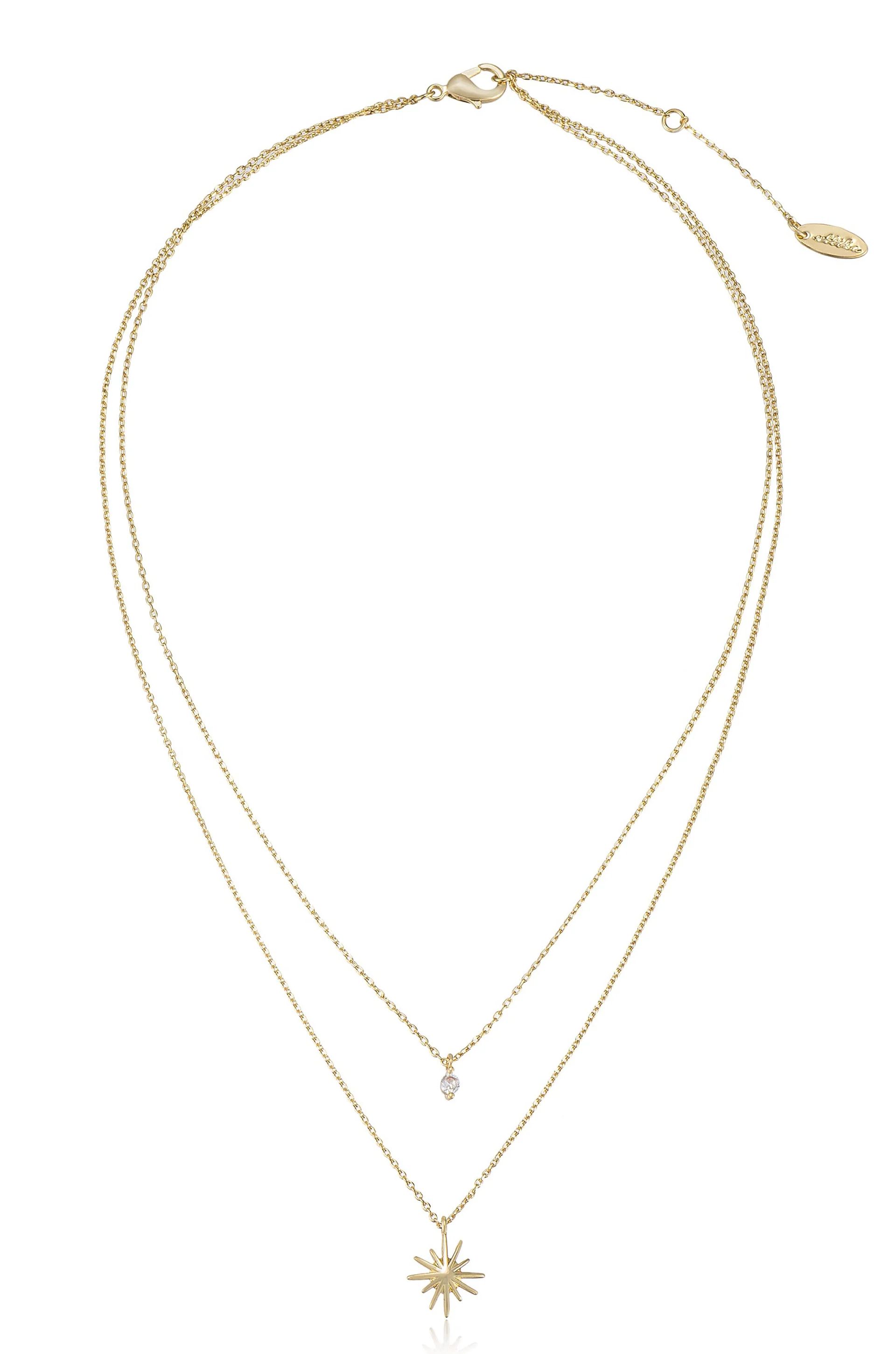 Layered Starburst and Crystal 18k Gold Plated Necklace | Ettika