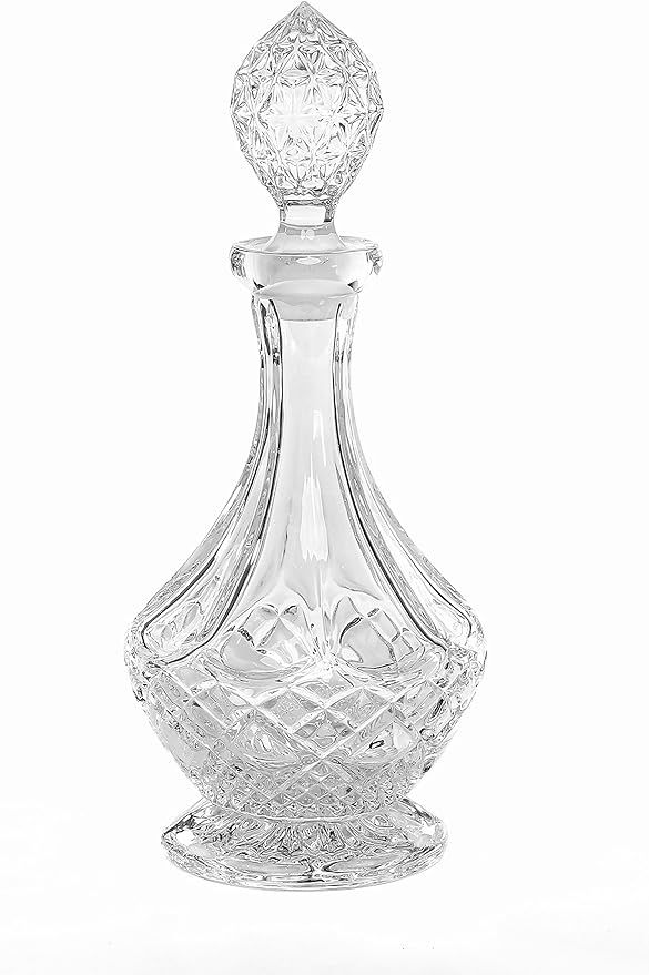 Amlong Crystal Lead-Free Crystal Liquor Decanter with Stopper, Round | Amazon (US)