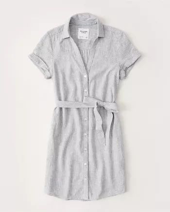 Linen-Blend Shirt Dress | Abercrombie & Fitch (US)