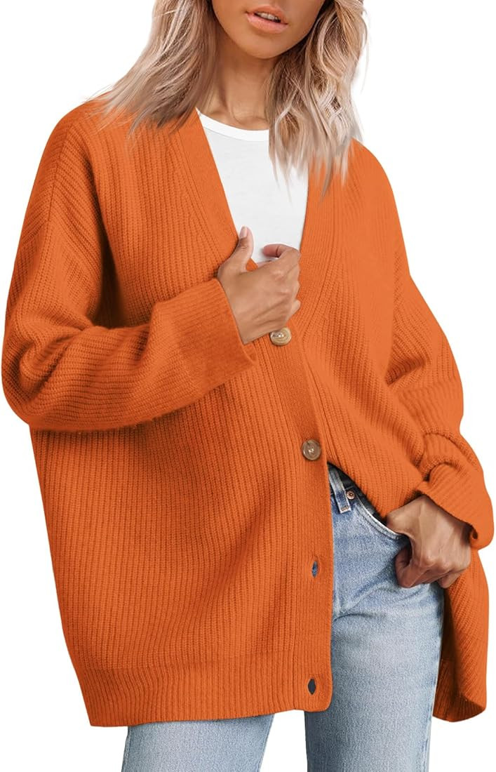 LILLUSORY Women's Cardigan 2023 Open Front Oversized Button Lightweight Sweaters V Neck Loose Car... | Amazon (US)