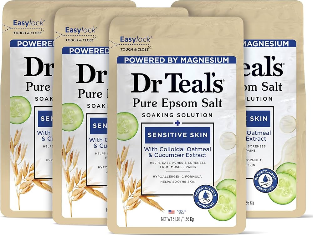 Dr Teal's Epsom Salt Magnesium Soak, Sensitive Skin with Colloidal Oatmeal & Cucumber, 3 lbs (Pac... | Amazon (US)