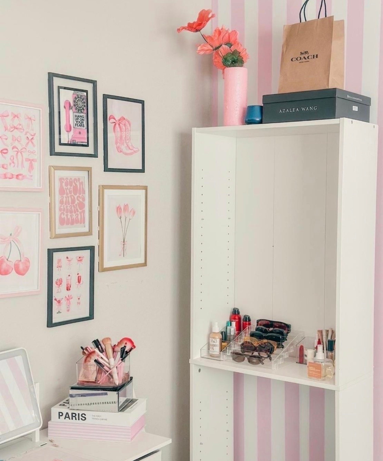 Slowly bringing my dream office/glam room to life! 💕 I finally added this pink and white striped peel-and-stick wallpaper, and it’s the perfect statement wall for a feminine workspace. If you’re looking for office/glam room decor, pink office inspiration, renter-friendly wallpaper, girly home office ideas, or an easy accent wall makeover, this is one of my favorite finds! 🎀

#LTKHome

Comment SHOP below to receive a DM with the link to this post on my LTK ⬇ https://liketk.it/6h9vq
