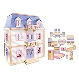 Melissa & Doug Wooden Multi-Level Dollhouse SIOC - Wooden Multi-Story Pretend Play Dollhouse For ... | Amazon (US)