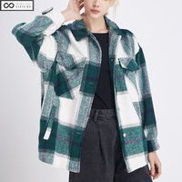 Vintage Plaid Jacket, Women Shacket, Shirt Jacket Coat, Oversized Korean Style Overshirt, Harajuku C | Etsy (US)