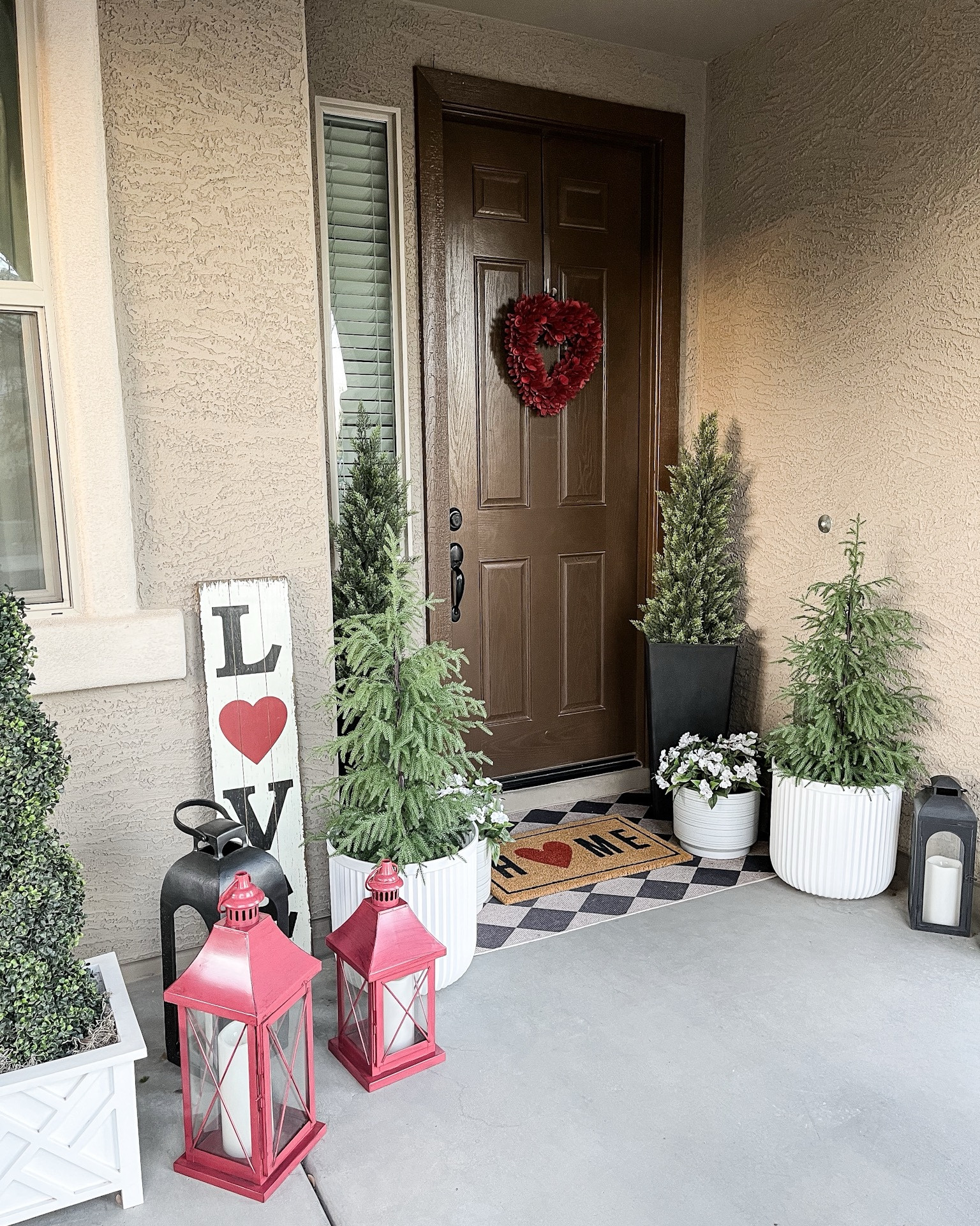 Valentine’s winter porch!❤️

I gave my front porch a Valentine’s refresh to welcome guests and add a festive touch to neighbors passing by. I enjoyed adding hearts, pops of red, pink and white flowers, and I left a slight nod to winter with these beautiful Norfolk pine trees.  It’s just what I needed fo brighten things up around here. 

#homedecor #frontporch #valentinesdecor 


#LTKSeasonal #LTKHome #LTKValentine