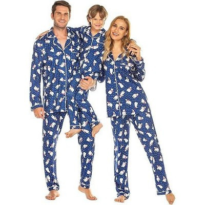 Ekouaer Christmas Family Matching Pajamas Long Sleeve Button Down Pj Set Festival Party Sleepwear Blue/Polar Bear S | Target