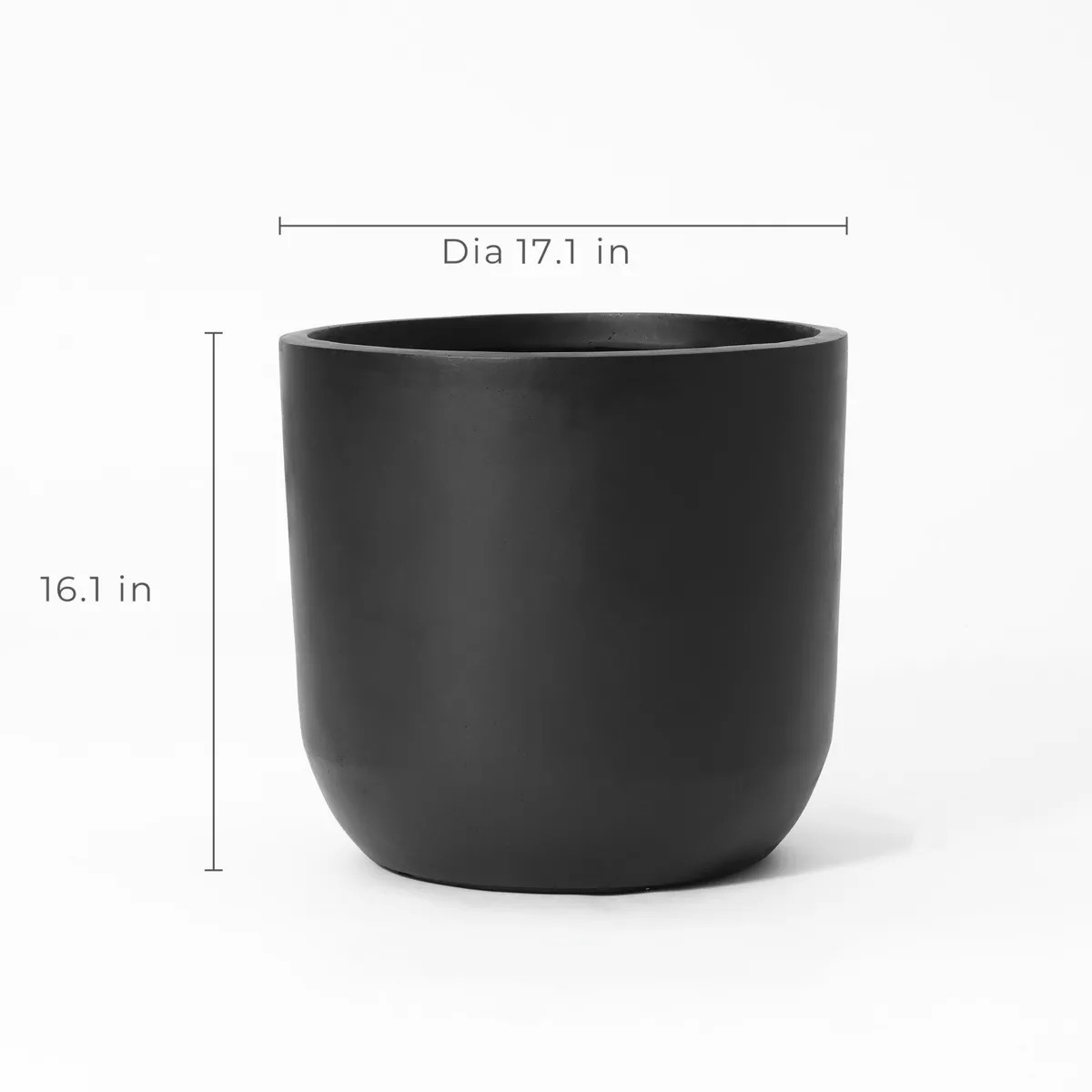 LuxenHome 17.1-Inch Round Smooth Finish Black MgO Planter | Target