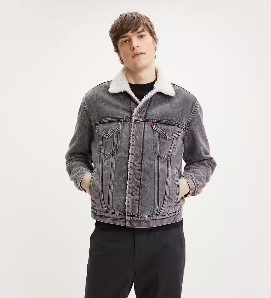 Vintage Relaxed Fit Sherpa Trucker Jacket - Grey | Levi's® US | LEVI'S (US)