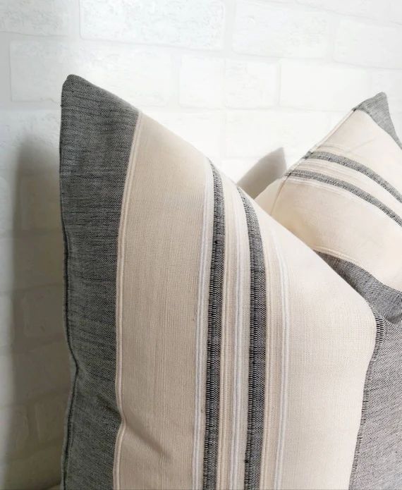 Modern Farmhouse Pillow Striped Pillow Cover Woven Gray Beige Pillow Mudcloth Pillow Cover  Moder... | Etsy (CAD)